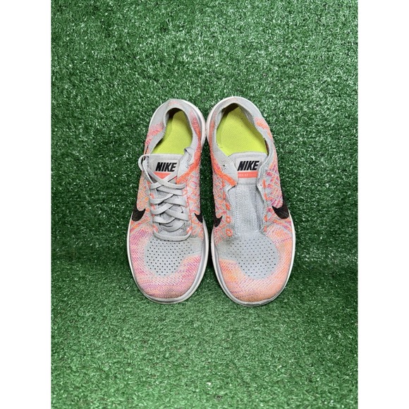 Nike Womens Size 7.5 Free 4.0 Flyknit 717076-002 Gray Red Running Shoes Sneakers - Picture 5 of 9